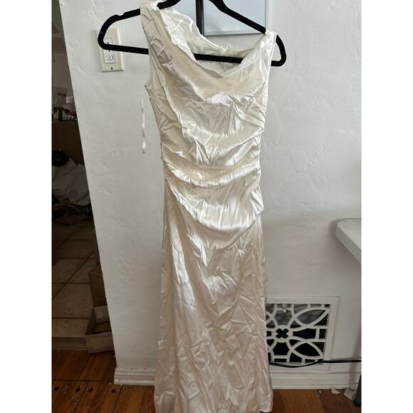 bridesmaid dresses ivory Mismatched Ivory Cream Simple Slit Column Long Bridesmaid Dresses ,CB0256